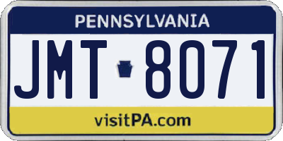 PA license plate JMT8071