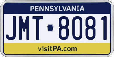 PA license plate JMT8081