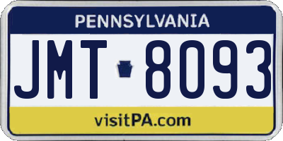 PA license plate JMT8093