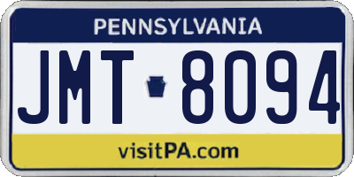 PA license plate JMT8094