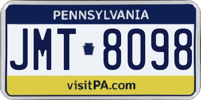 PA license plate JMT8098