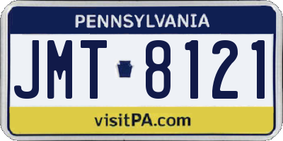 PA license plate JMT8121
