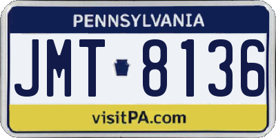 PA license plate JMT8136