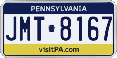 PA license plate JMT8167