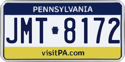 PA license plate JMT8172