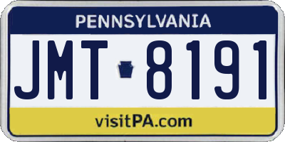 PA license plate JMT8191