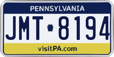 PA license plate JMT8194