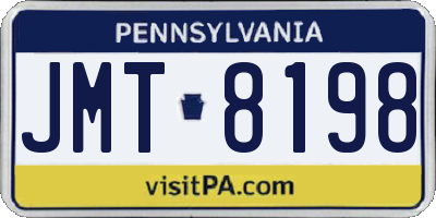 PA license plate JMT8198