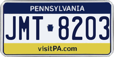 PA license plate JMT8203