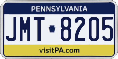 PA license plate JMT8205