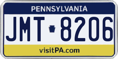 PA license plate JMT8206