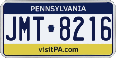 PA license plate JMT8216