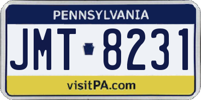 PA license plate JMT8231