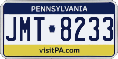 PA license plate JMT8233