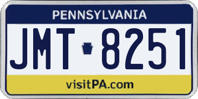 PA license plate JMT8251