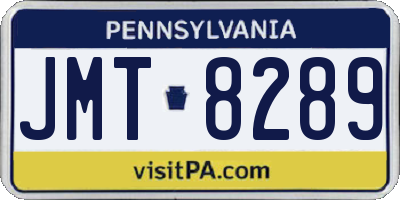 PA license plate JMT8289