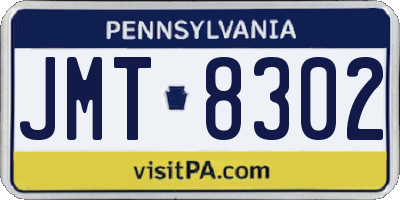 PA license plate JMT8302
