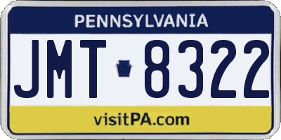 PA license plate JMT8322