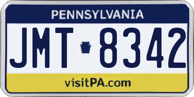 PA license plate JMT8342