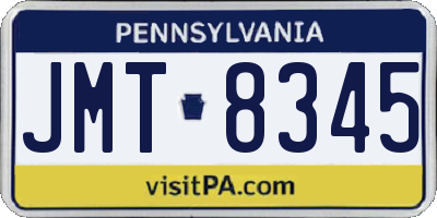PA license plate JMT8345