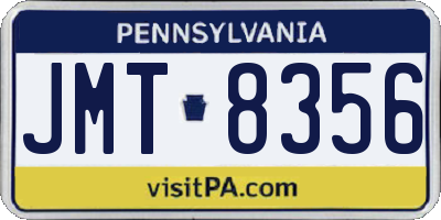 PA license plate JMT8356