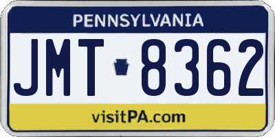 PA license plate JMT8362