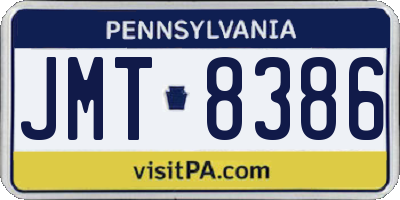 PA license plate JMT8386