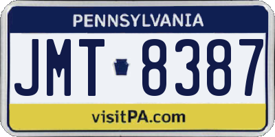 PA license plate JMT8387