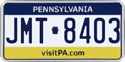 PA license plate JMT8403