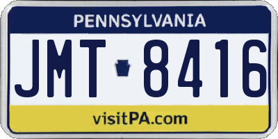 PA license plate JMT8416