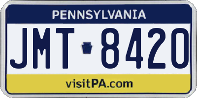 PA license plate JMT8420