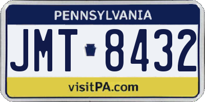 PA license plate JMT8432
