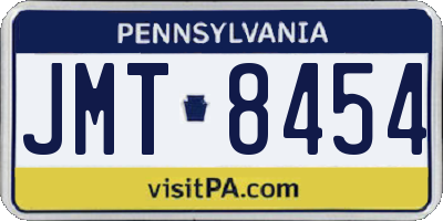 PA license plate JMT8454