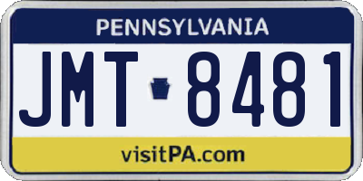 PA license plate JMT8481