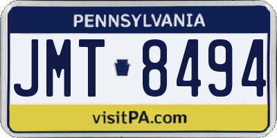 PA license plate JMT8494