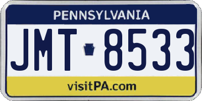 PA license plate JMT8533