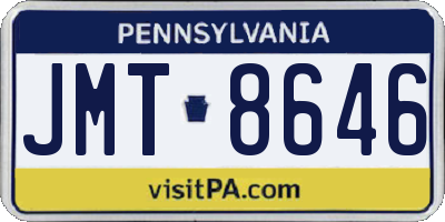 PA license plate JMT8646