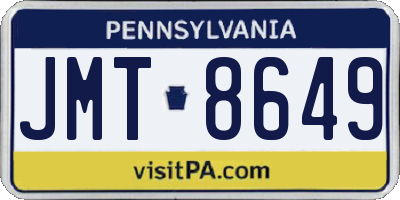 PA license plate JMT8649