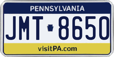 PA license plate JMT8650
