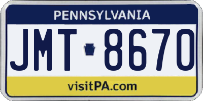 PA license plate JMT8670