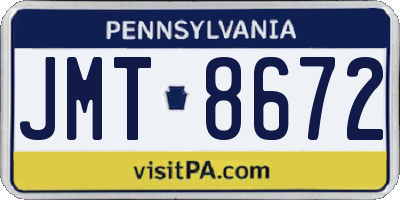PA license plate JMT8672