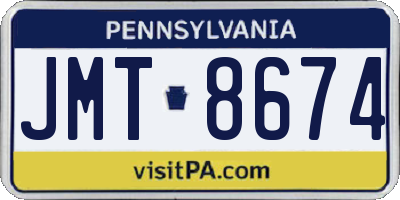 PA license plate JMT8674