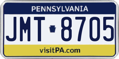 PA license plate JMT8705