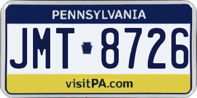 PA license plate JMT8726