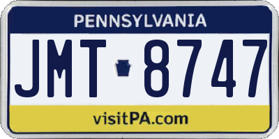 PA license plate JMT8747