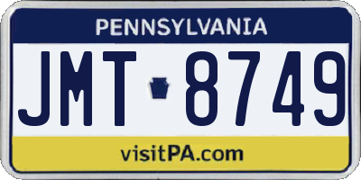 PA license plate JMT8749