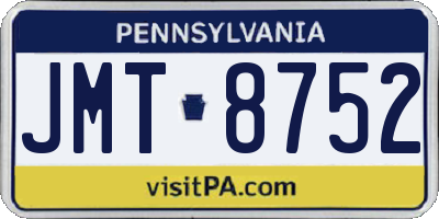 PA license plate JMT8752