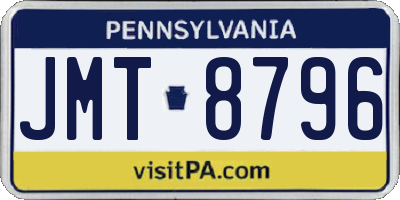 PA license plate JMT8796