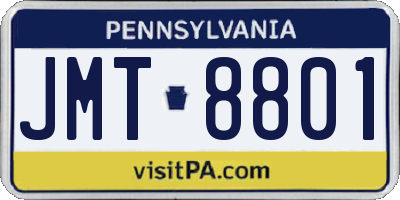 PA license plate JMT8801
