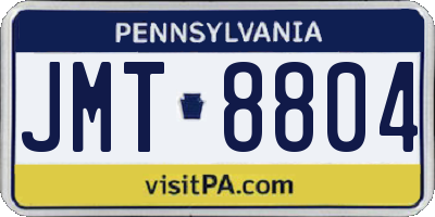 PA license plate JMT8804